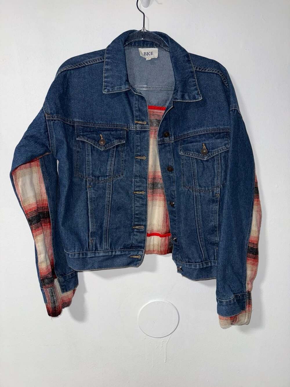 BKE Denim Plaid Flannel Jacket Size M